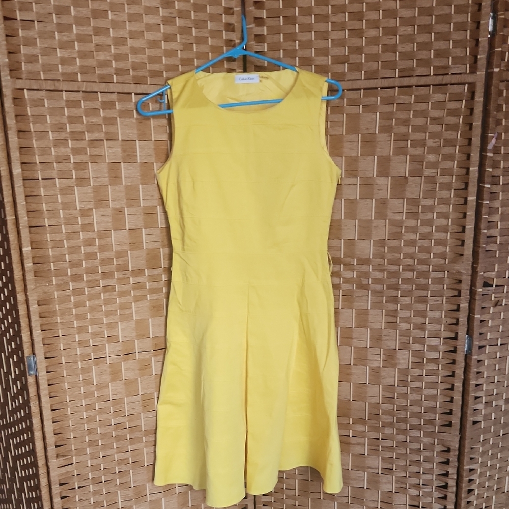 Calvin Klein, Women's, Spring, Wedding, Cocktail, Yellow Sleeveless Dress Sz 4